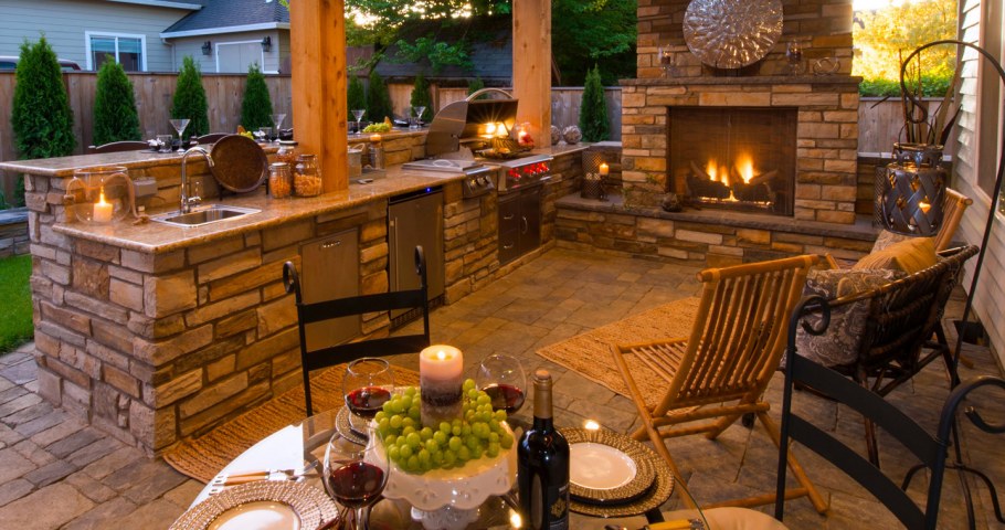 Веранда патио с мангалом