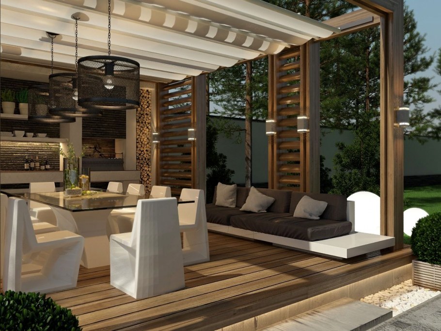 Современная беседка с мангальной зоной