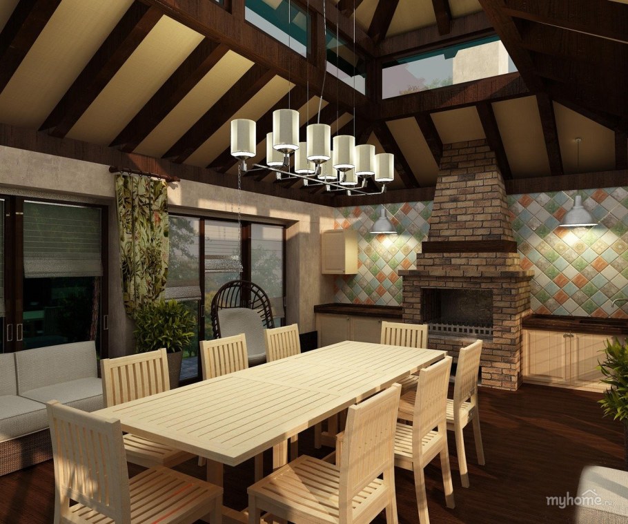 Зона барбекю на веранде