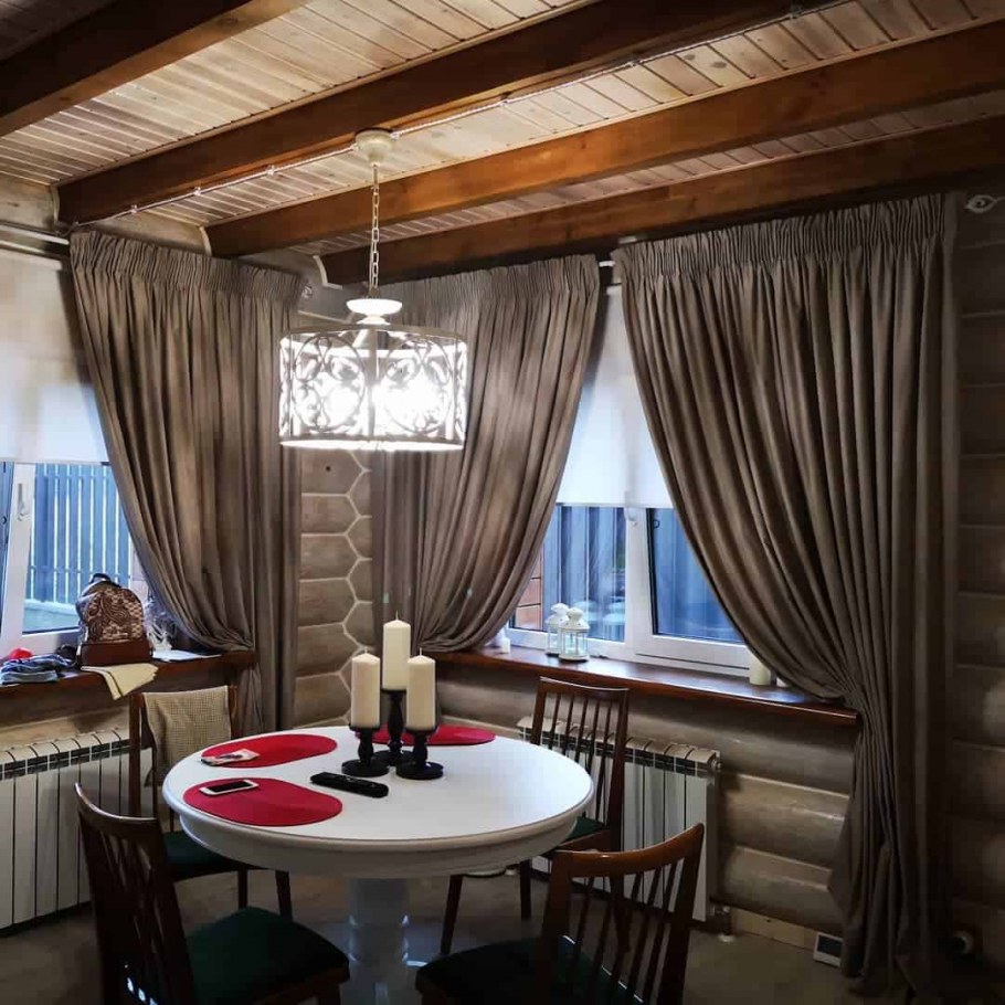 Шторы в баню в деревенском стиле