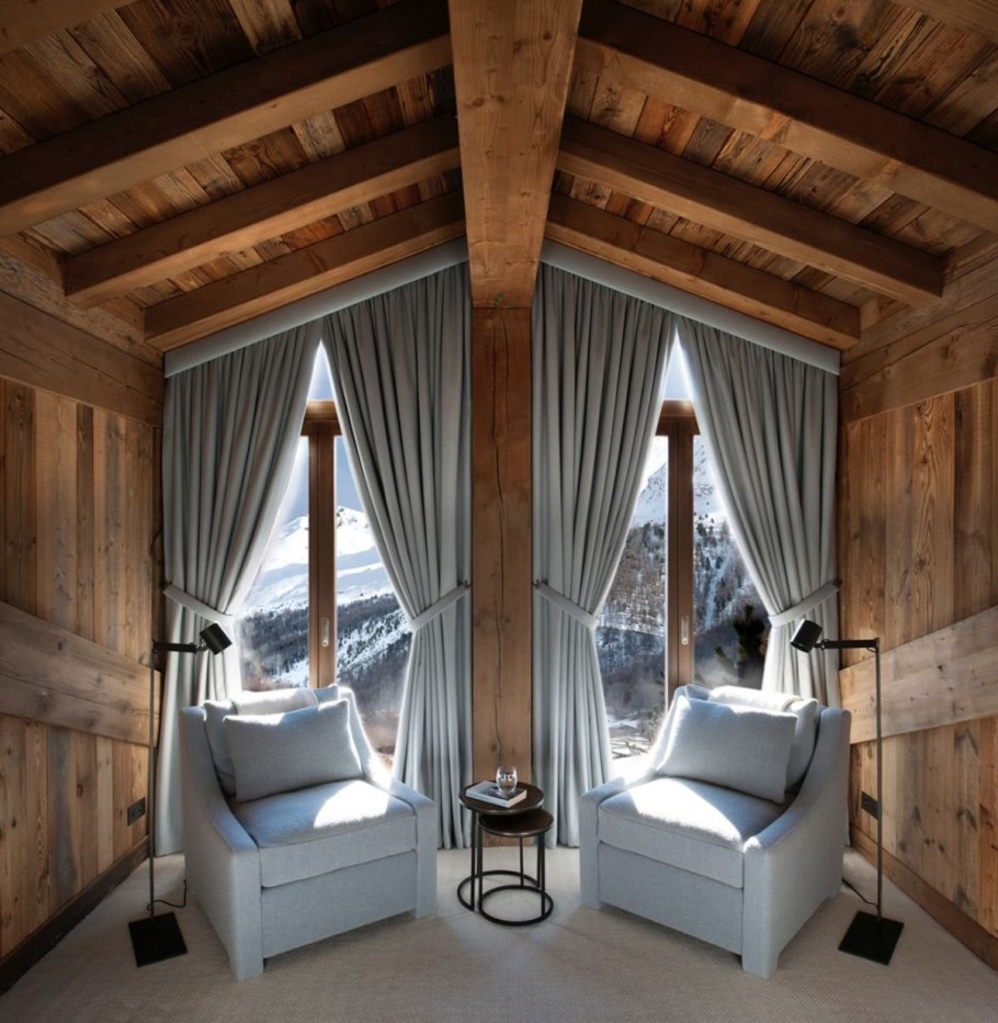 Шторы в стиле Шале в интерьере
