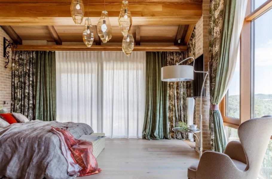 Шторы в стиле Шале в интерьере
