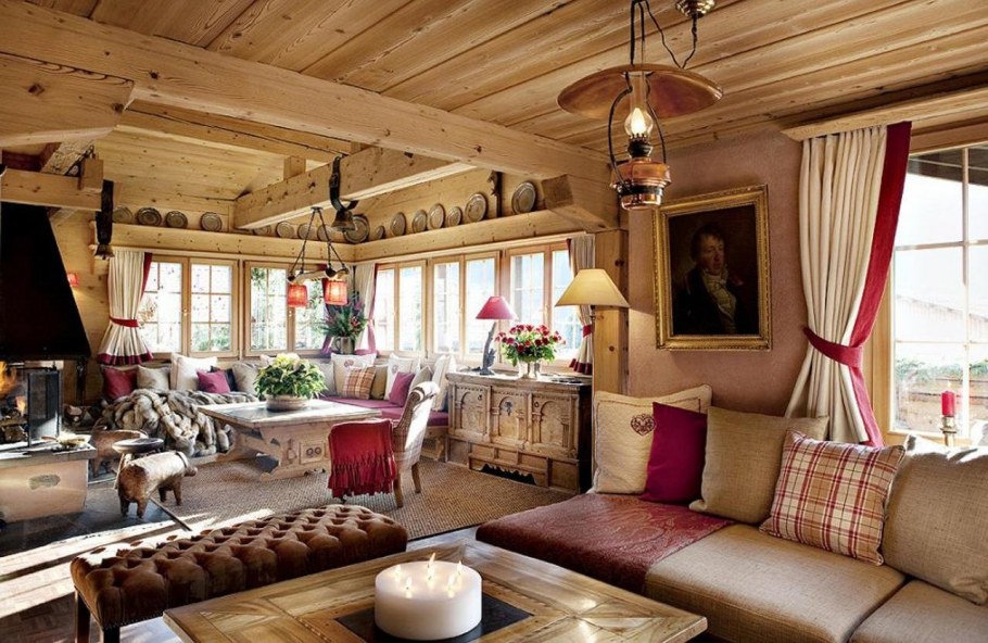 Занавески в загородный дом в стиле Шале