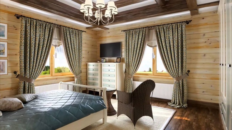 Шторы в деревянный дом из бруса