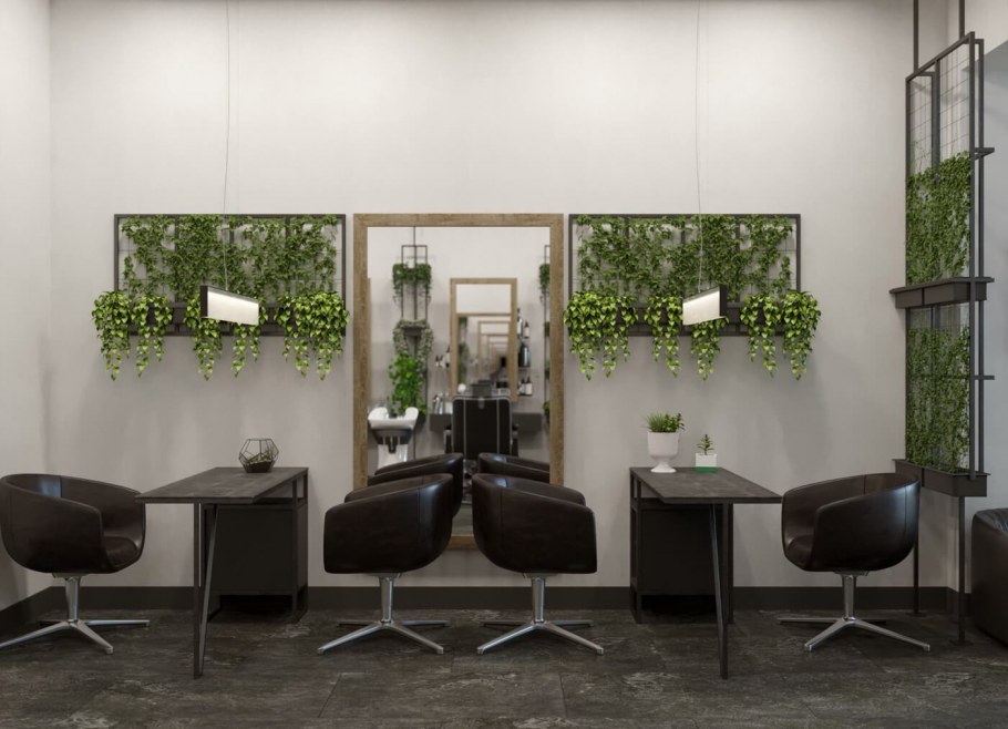 Интерьер парикмахерской в эко стиле