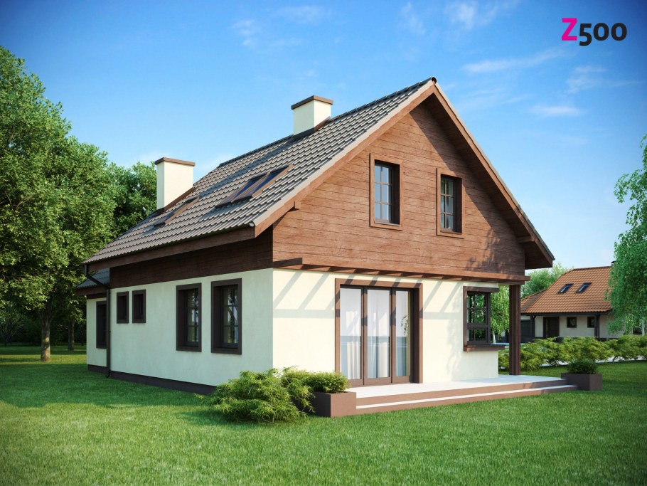 Фасад дома с мансардой