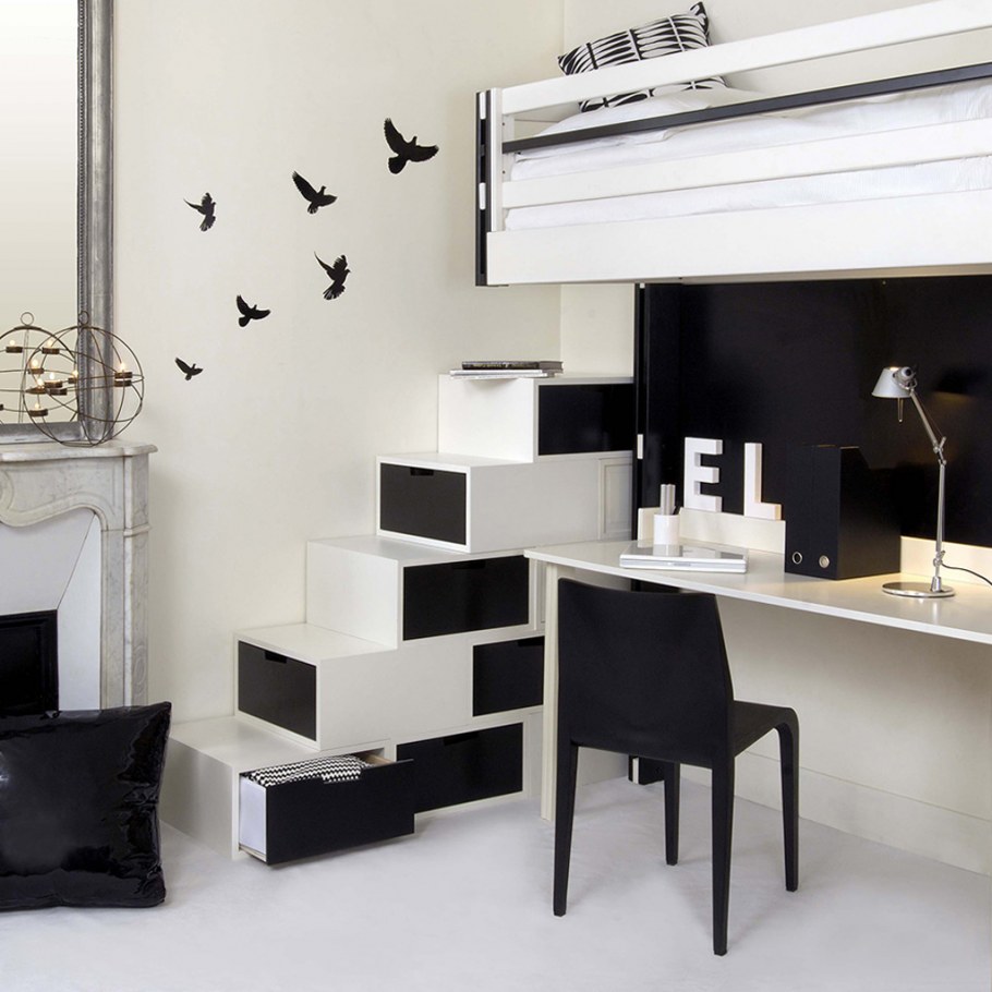 Комната для подростка девочки черно белая