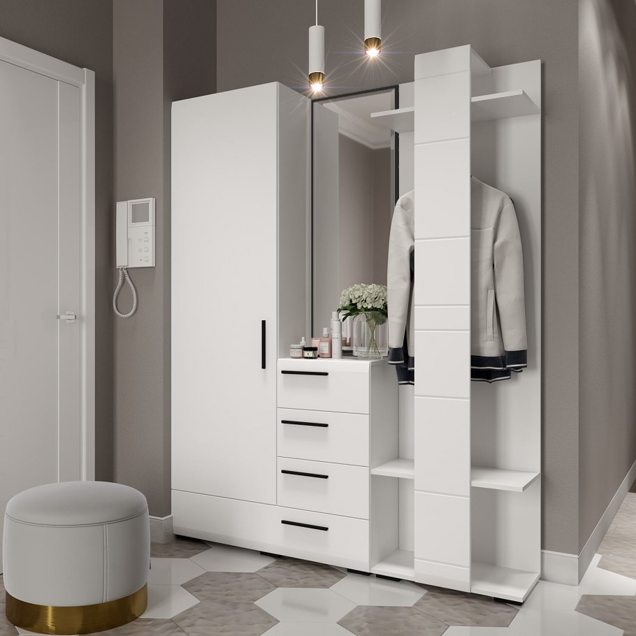 Прихожая Лайт белый глянец (Эстель)