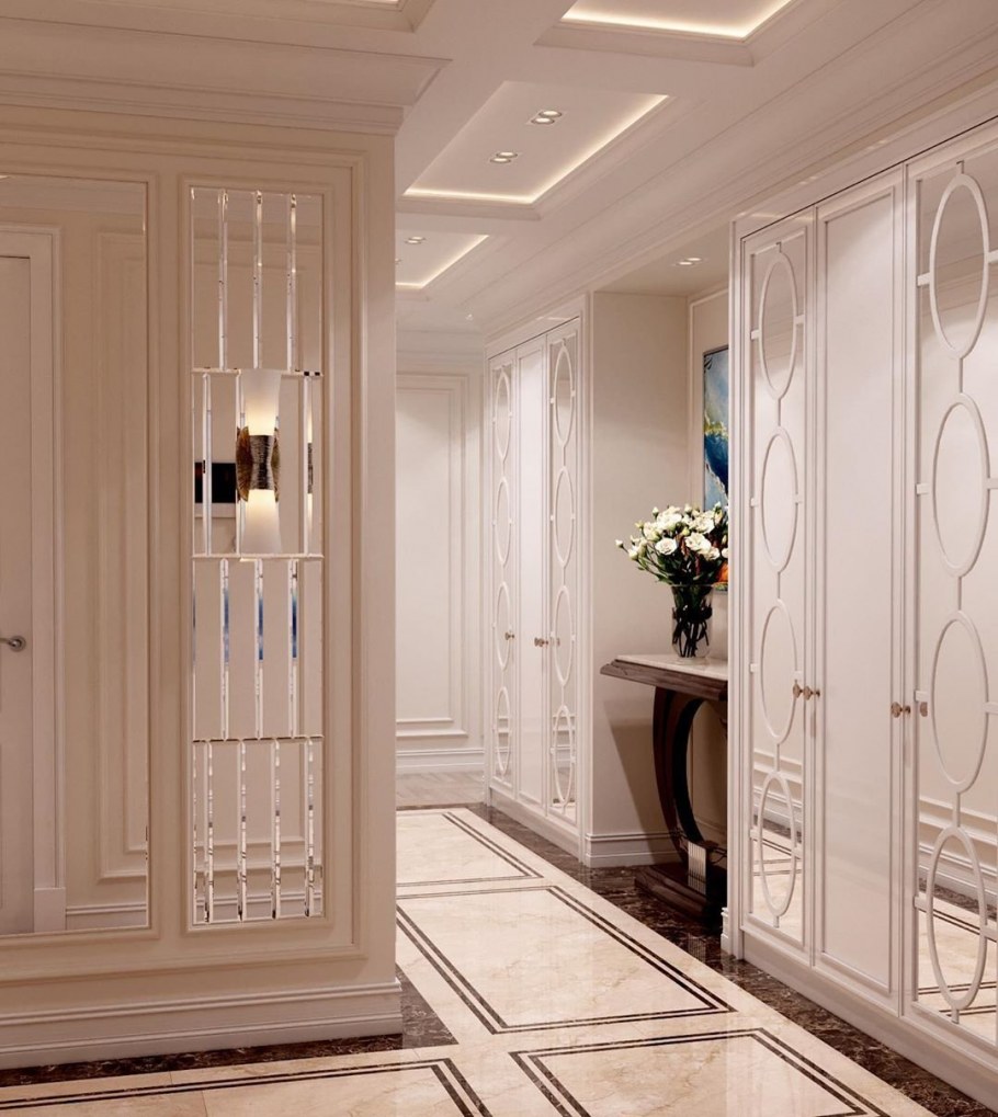 Шкаф современная классика с зеркалом