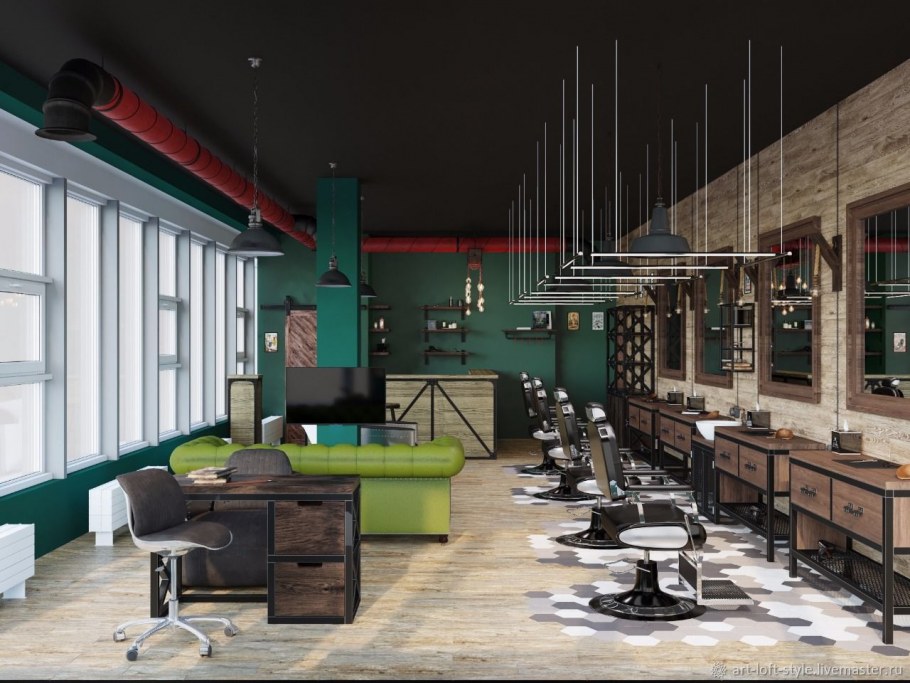 Интерьер мужской парикмахерской