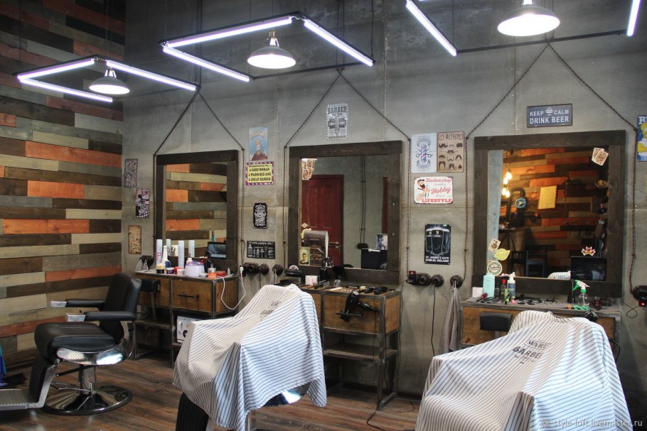 Барбершоп интерьер Винтаж лофт
