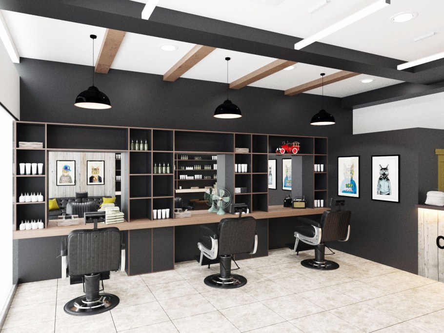 Парикмахерская в черном стиле