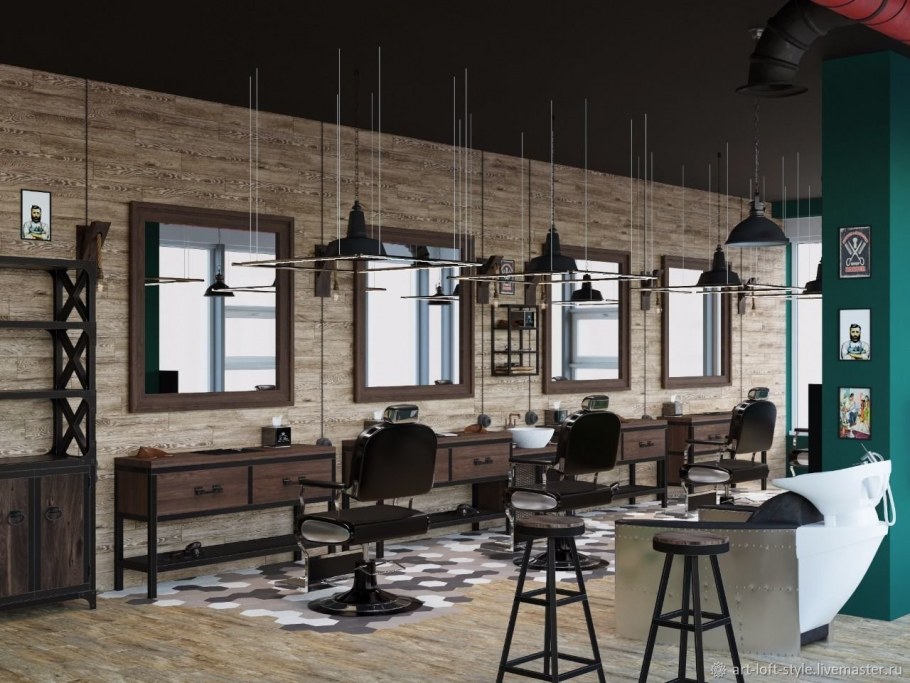 Барбершоп интерьер лофт