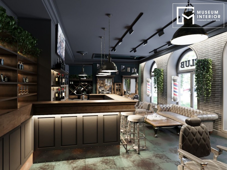 Интерьер мужской парикмахерской