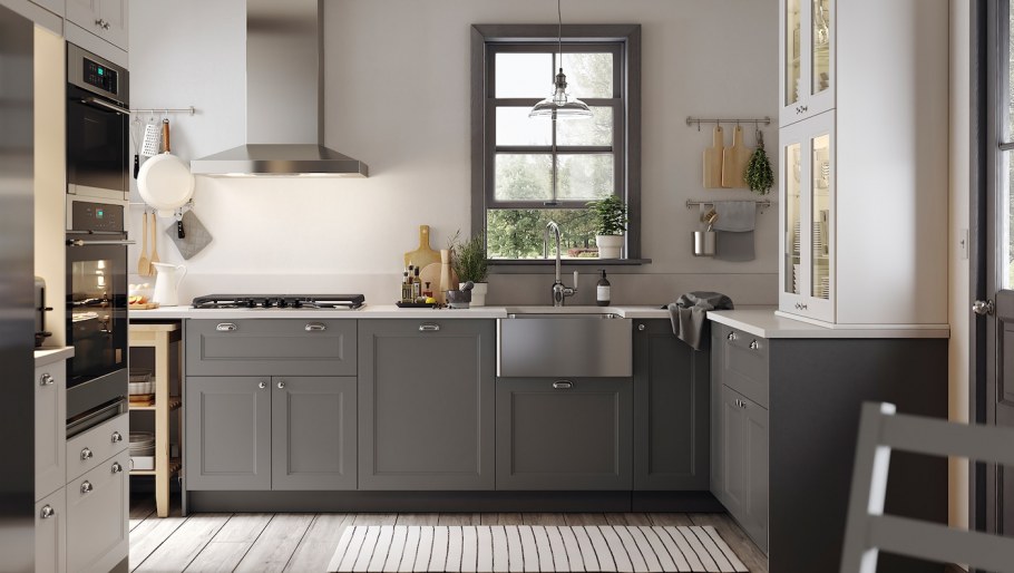 Кухня графит ручки gola