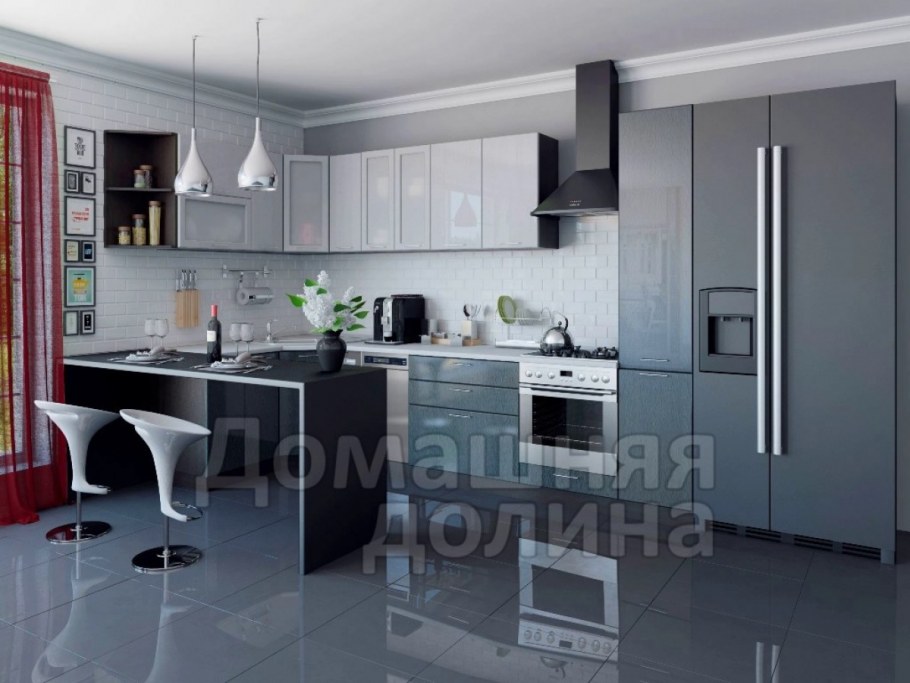 Современная кухня с барной стойкой