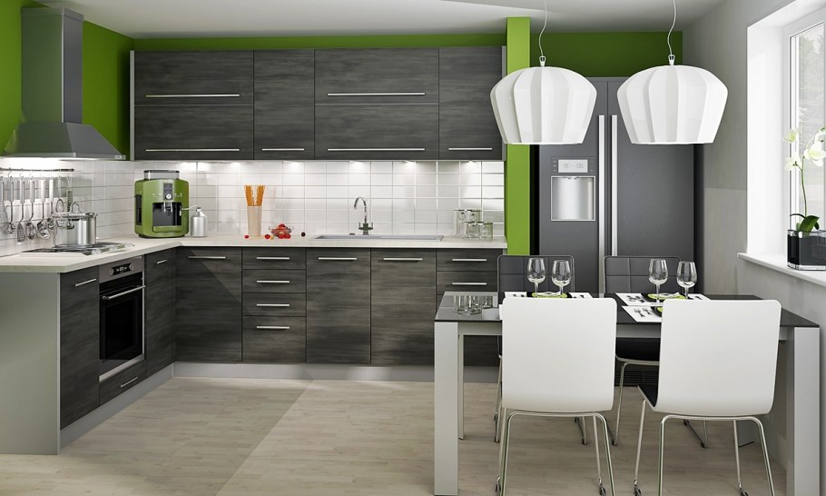 Серая глянцевая кухня