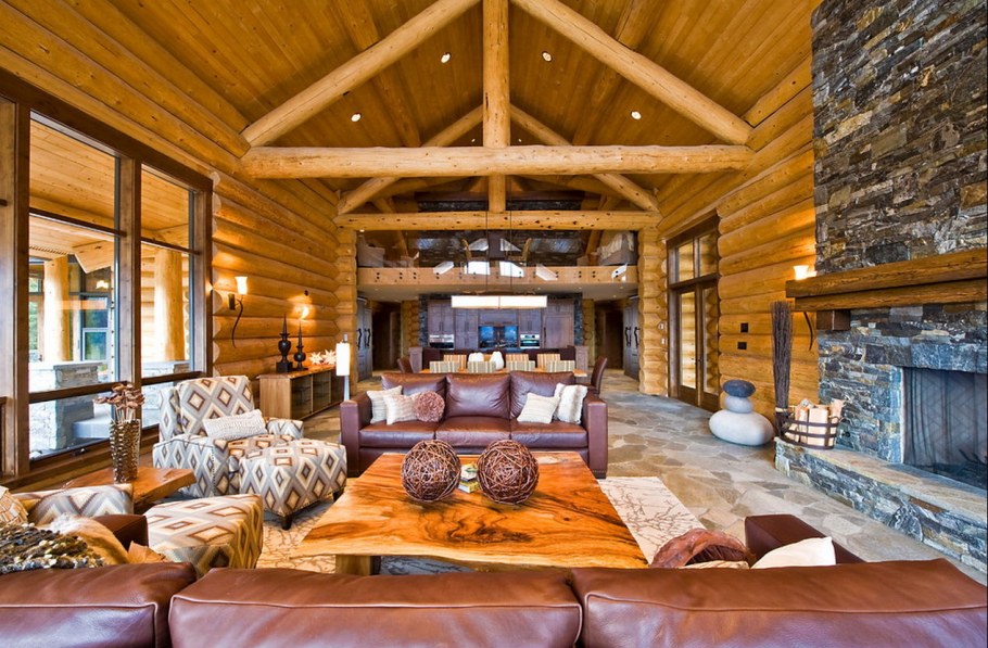 Дом Шале из оцилиндрованного бревна