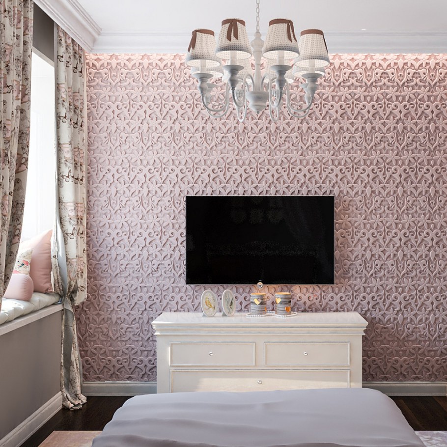 Молдинги для стен в интерьере спальни