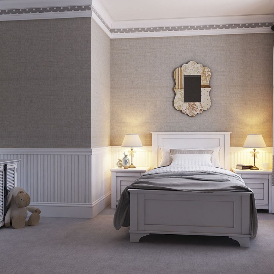Серые обои в спальне