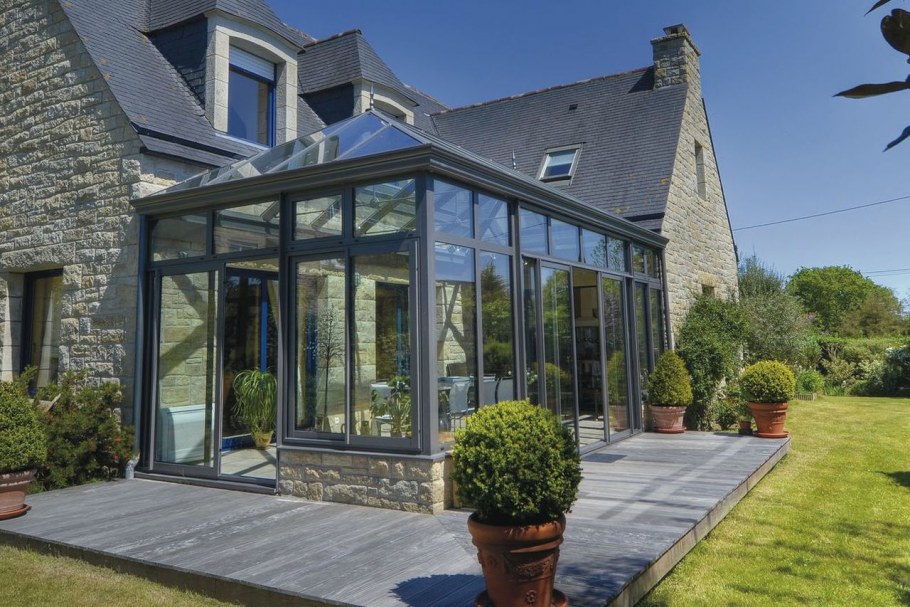Стеклянная терраса к дому