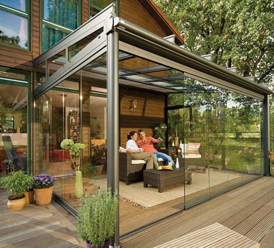 Веранда со стеклянной крышей