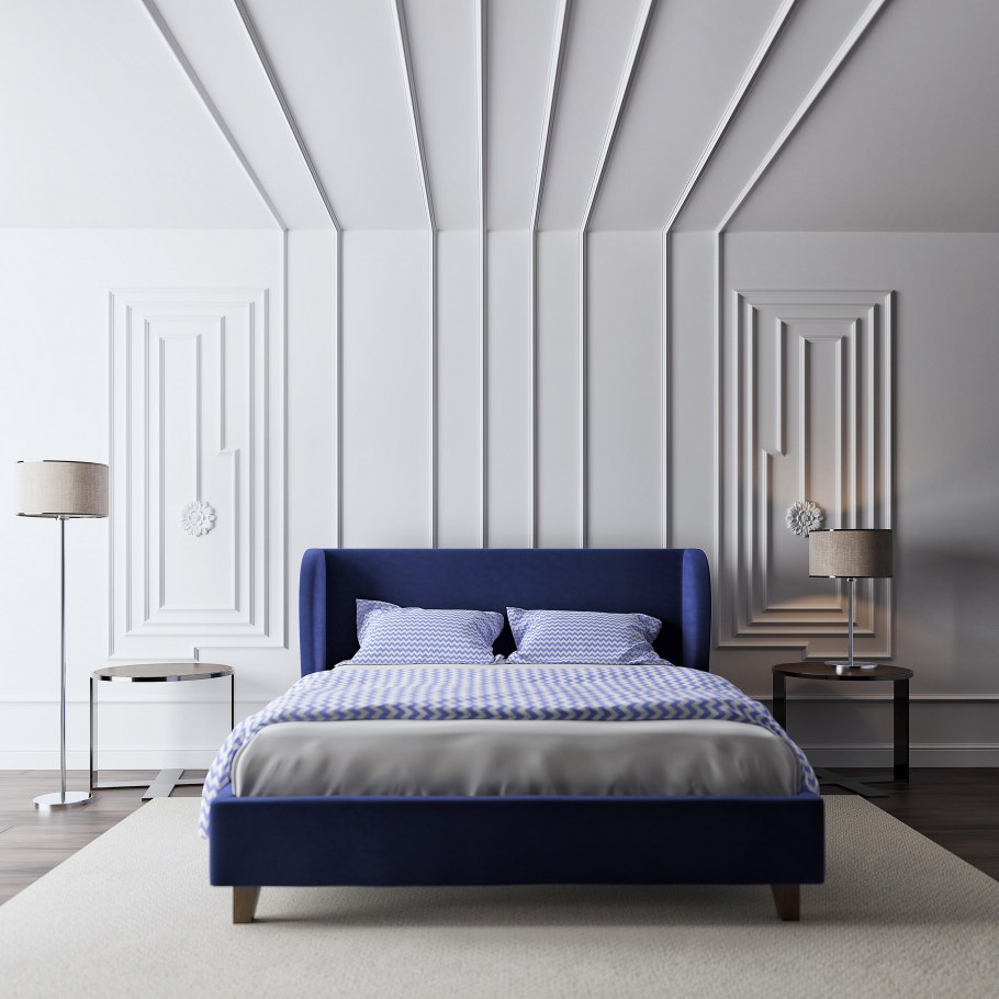 Потолок в спальной с молдингом