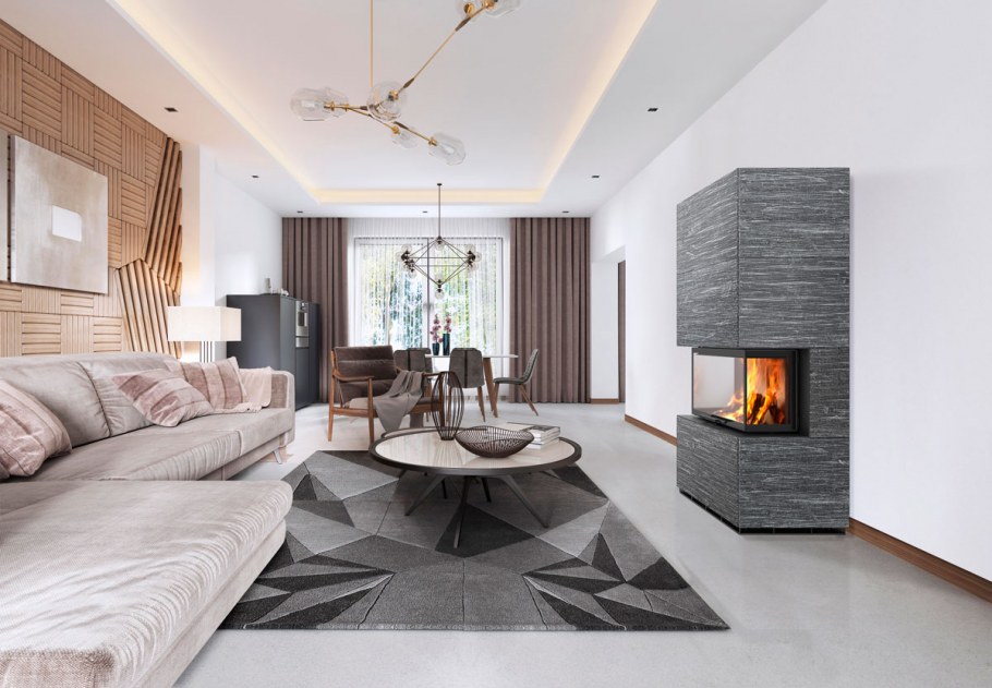 Камин Туликиви угловой в интерьере