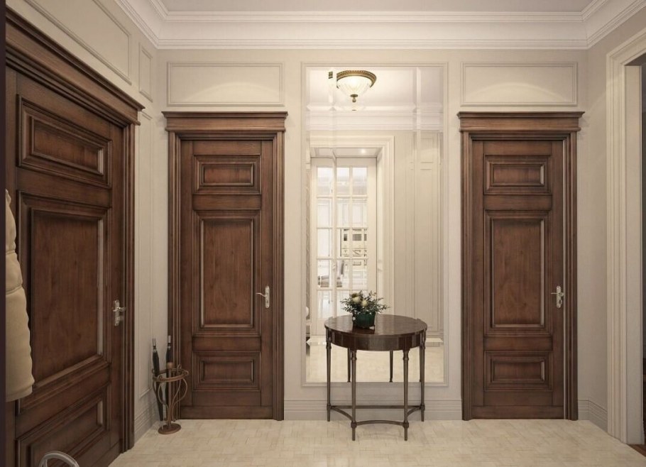Двери с золотой патиной в интерьере