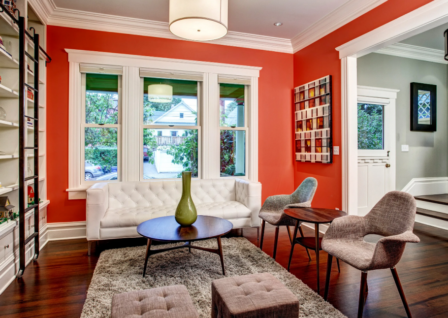 Красный пол в интерьере