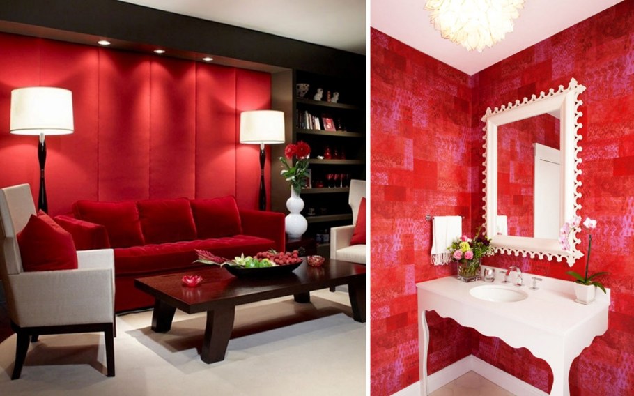 Сочетание красного и синего в интерьере