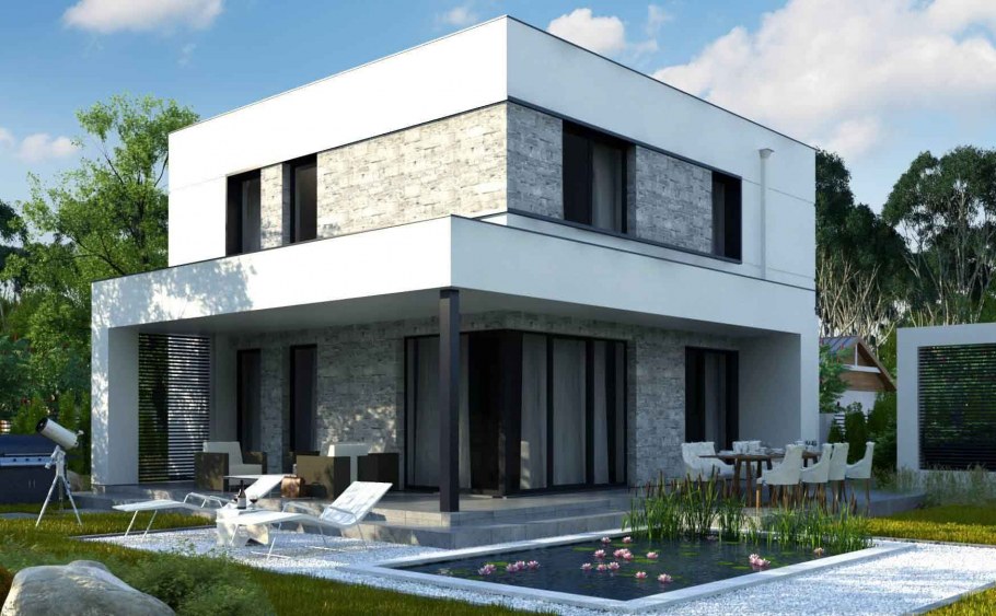 Фасады домов с плоской крышей