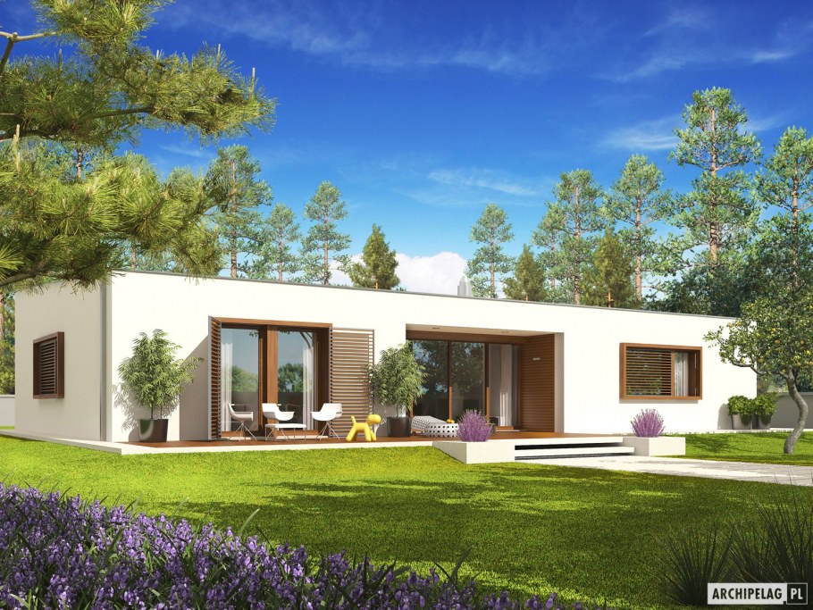 Одноэтажный дом с ровной крышей