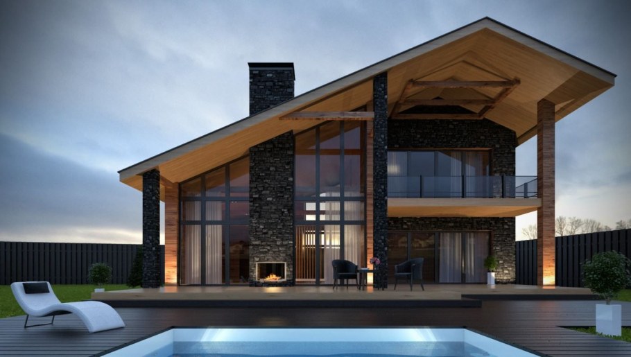 Дом в стиле Шале с панорамными окнами