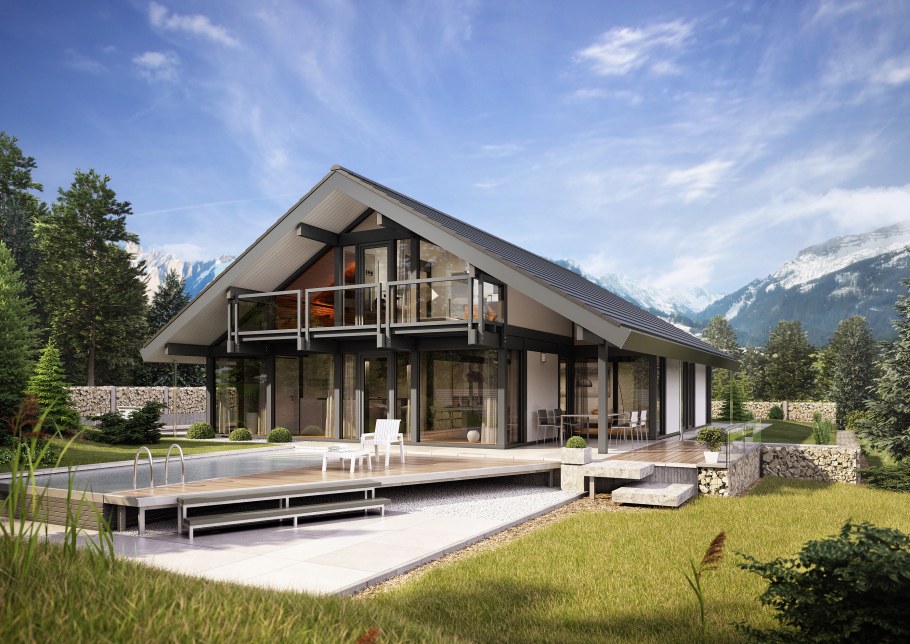 Баня с панорамными окнами