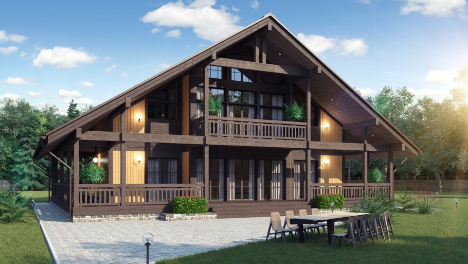 Дом Шале с мансардой и террасой проекты