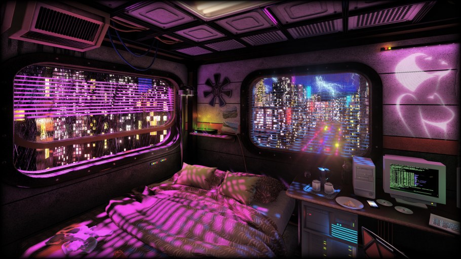 Киберпанк 2077 комната ви интерьер