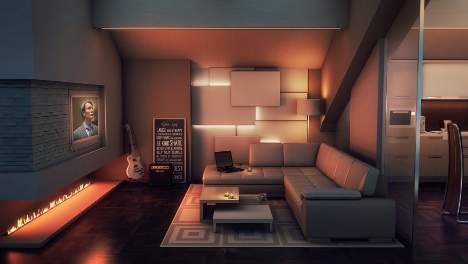 Гостиная в стиле киберпанк