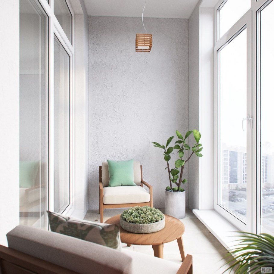 Серая вагонка на балконе