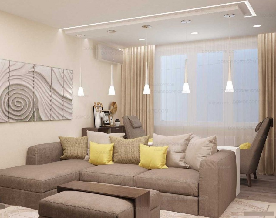 Бежевый интерьер с яркими акцентами