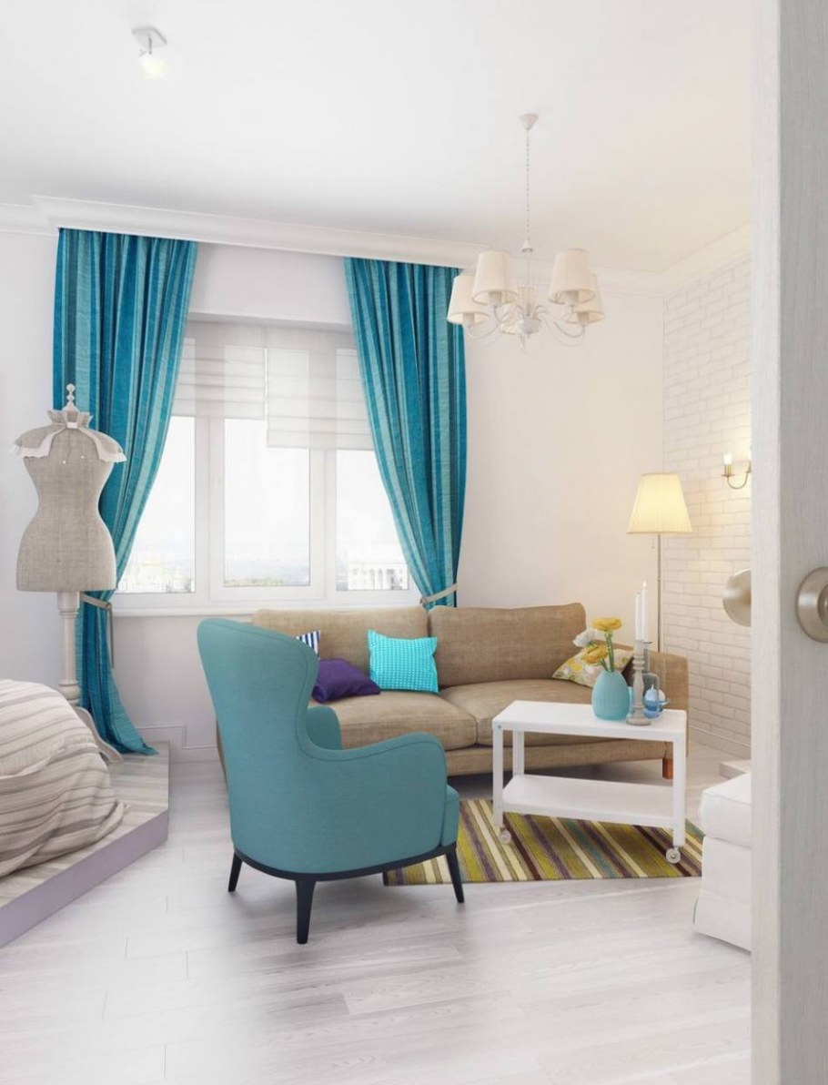 Гостиная с яркими акцентами