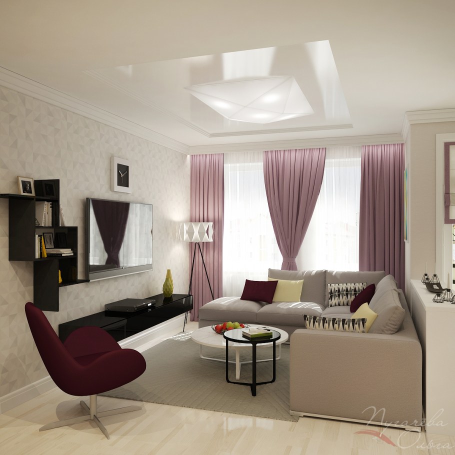 Современная гостиная в светлых тонах