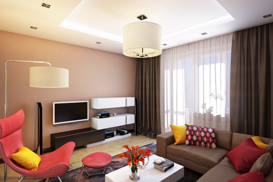 Гостиная в ярких тонах