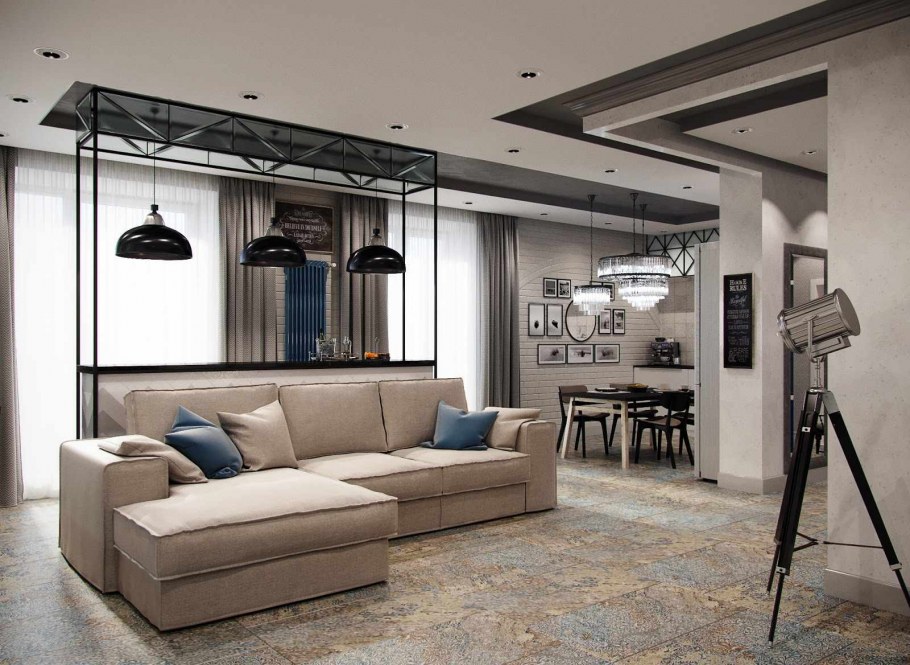 Гостиная лофт Минимализм
