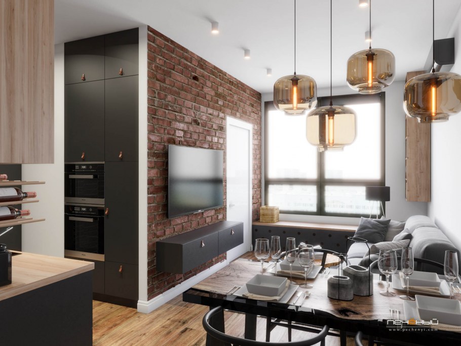 Кухня-гостиная 16 кв.м лофт