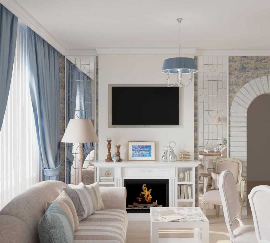 Современный Прованс в интерьере гостиной