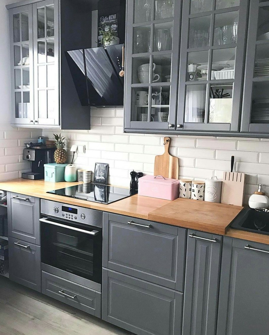 Кухни Будбин серая икеа 2020