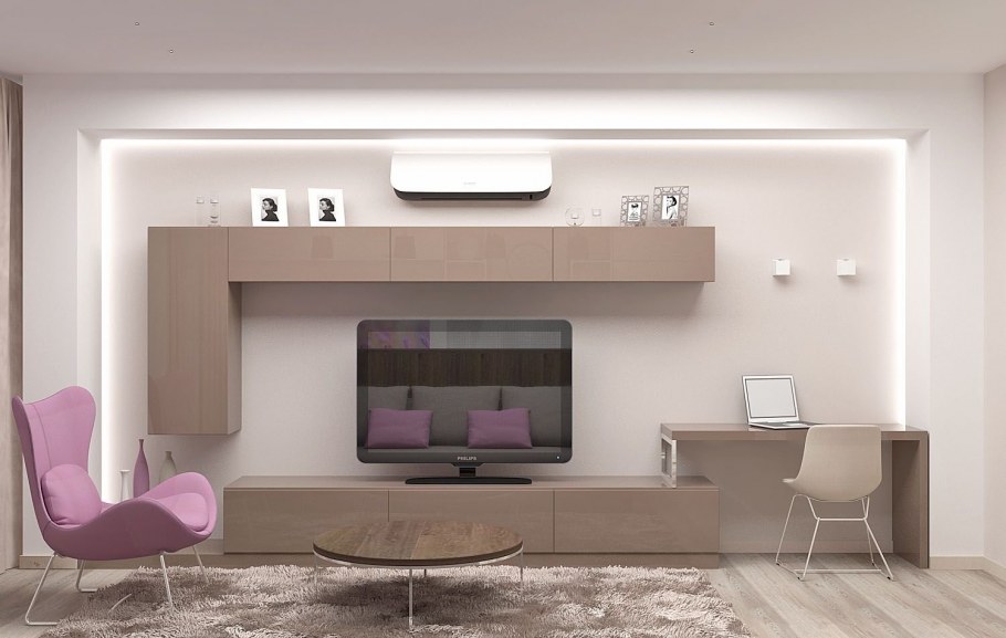 Стенка для гостиной с рабочим местом