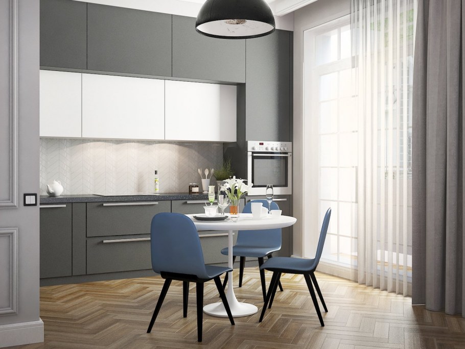 Серый фартук для кухни