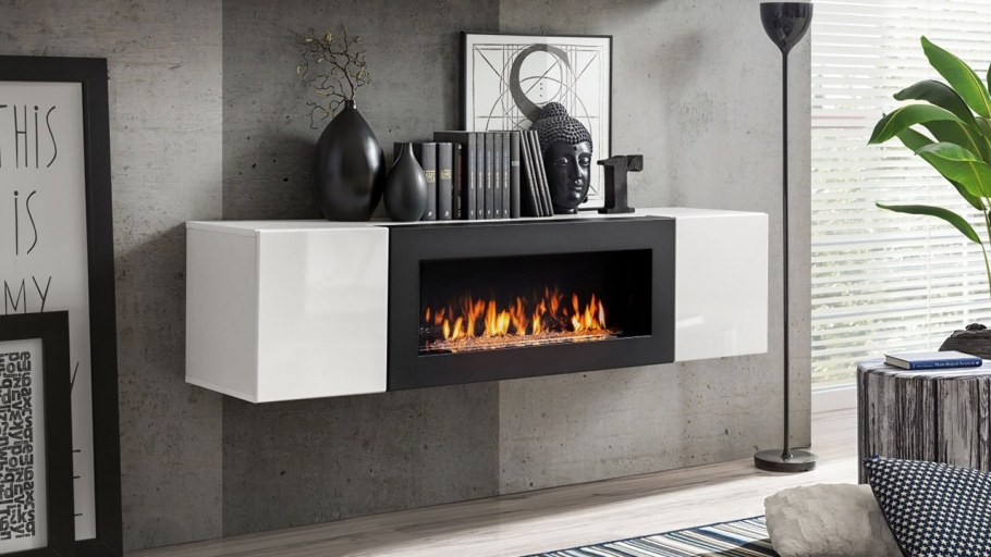 Камин встроенный в тумбу